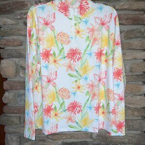 GOTTEX Activewear LS 1/4 Zip Mock Neck Women's Golf/Tennis Sun Shirt M XL NWT